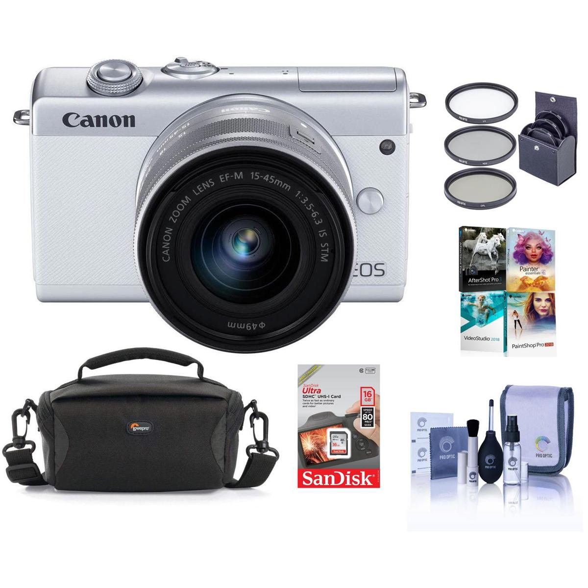 

Canon EOS M200 Mirrorless Camera with EFM 15-45mm f/3.5-6.3 Lens White W/ACC KIT