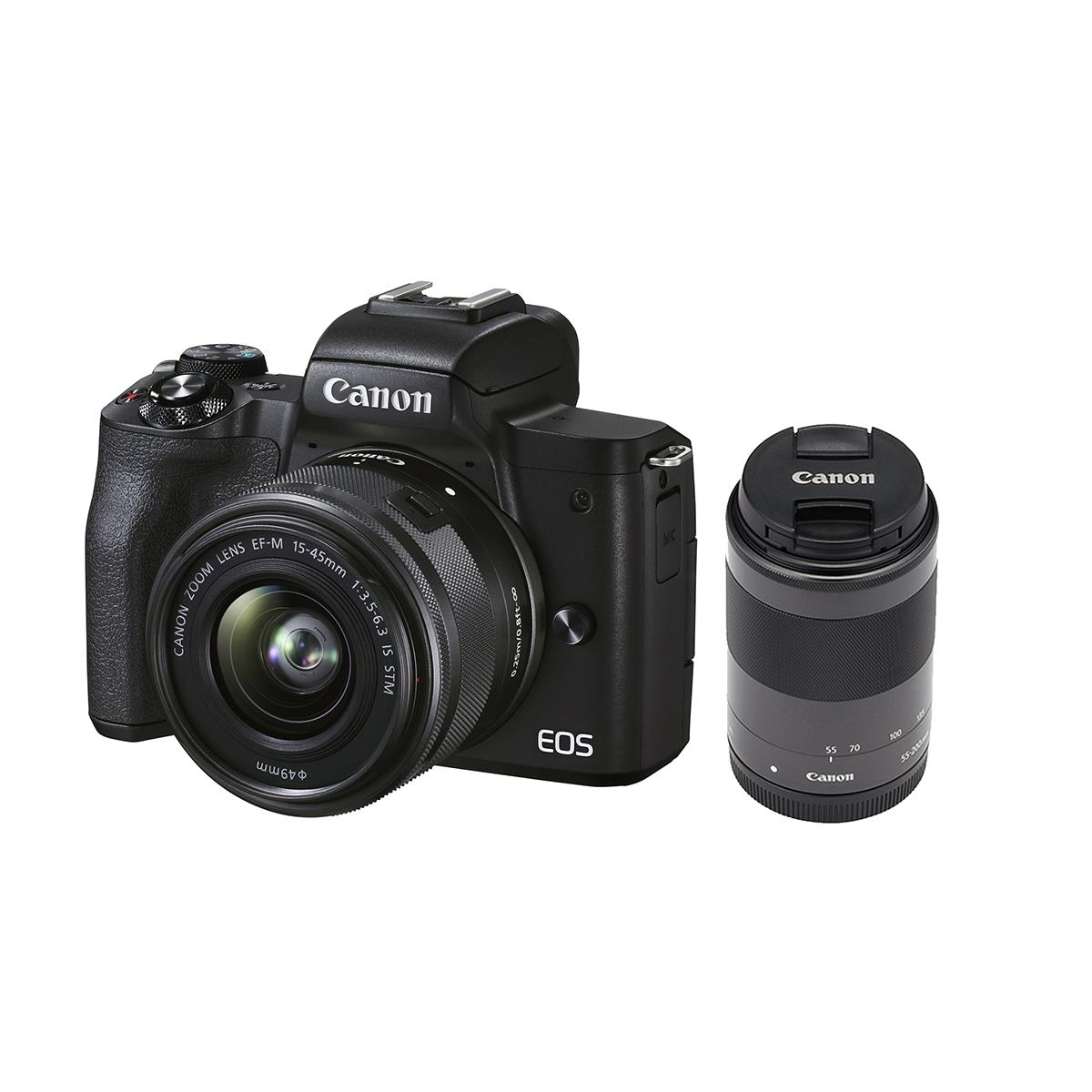 Image of Canon EOS M50 Mark II Camera with EF-M 15-45mm &amp; EF-M 55-200mm IS STM Lens