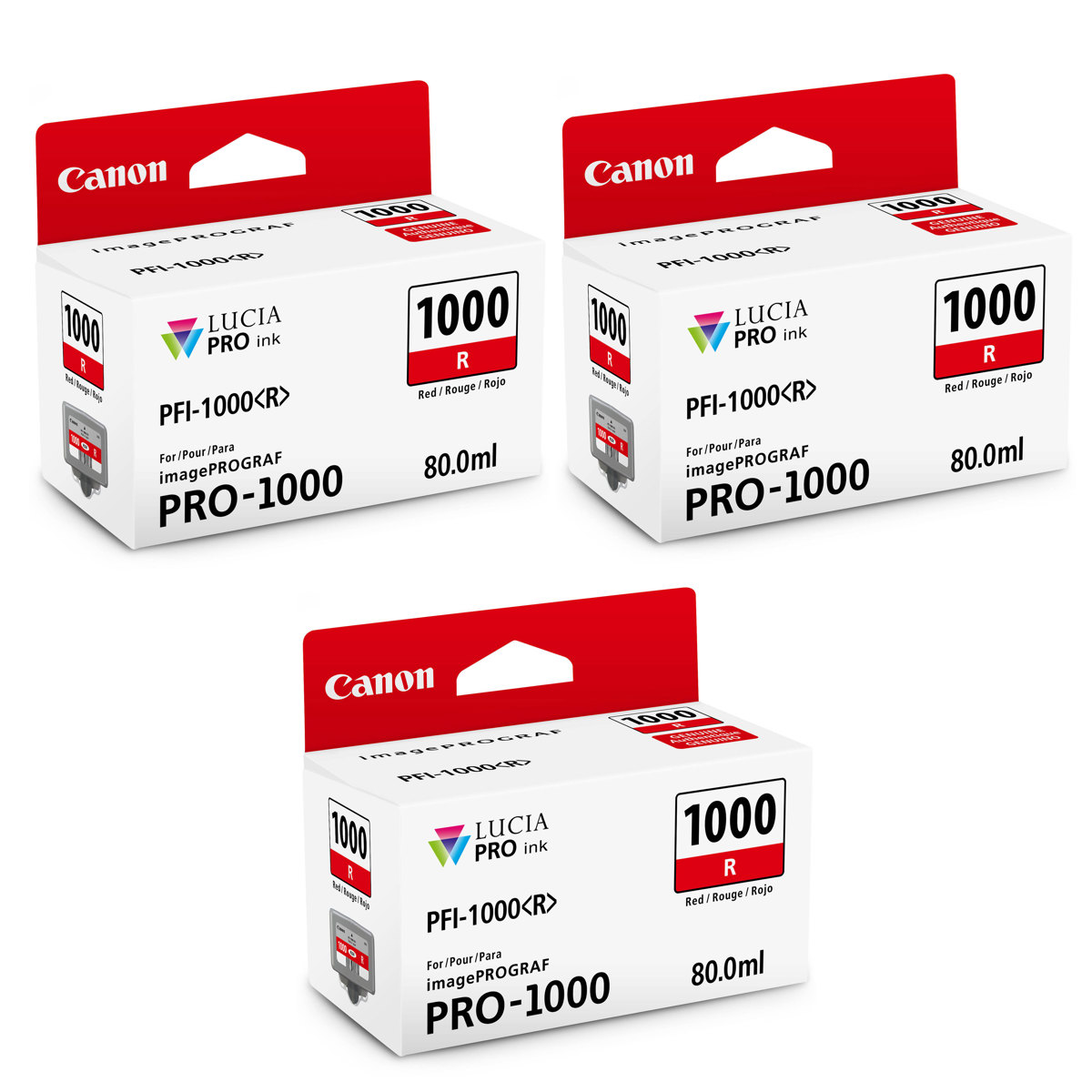 

Canon 3 Pack PFI-1000R Red LUCIA PRO ink for imagePROGRAF PRO-1000