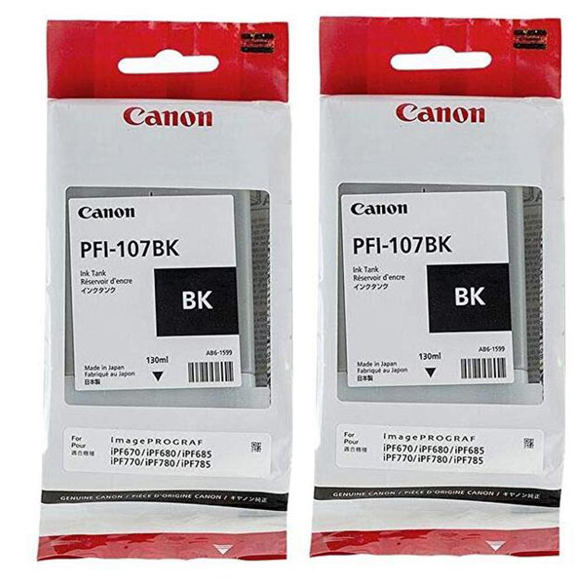 Canon 2X PFI-107 130ml Ink Tank for Canon iPF680/685/780/785, Black -  6705B001AA 2