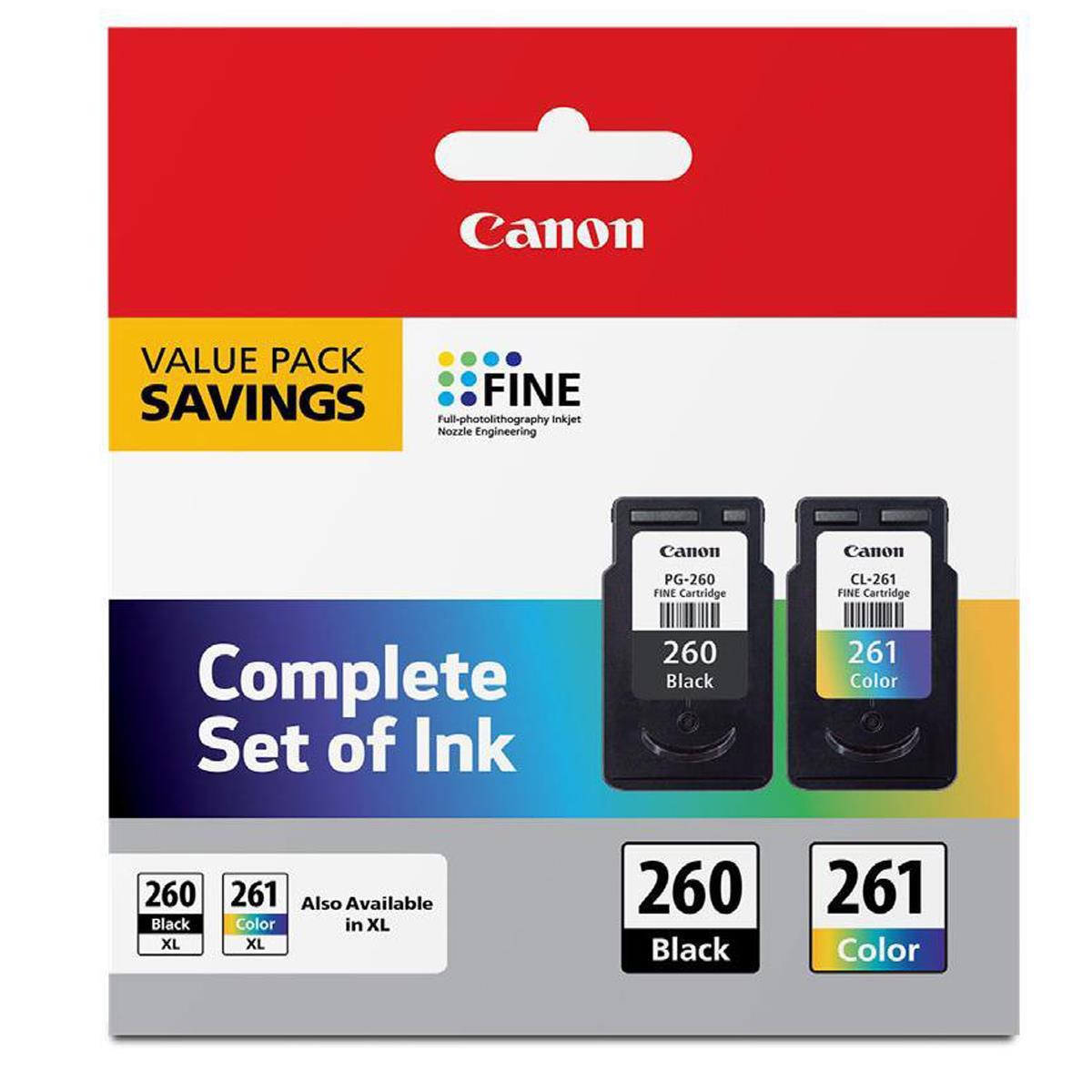 

Canon PG-260 Black & CL-261 Color Ink Cartridge Pack for PIXMA TS5320, TR7020