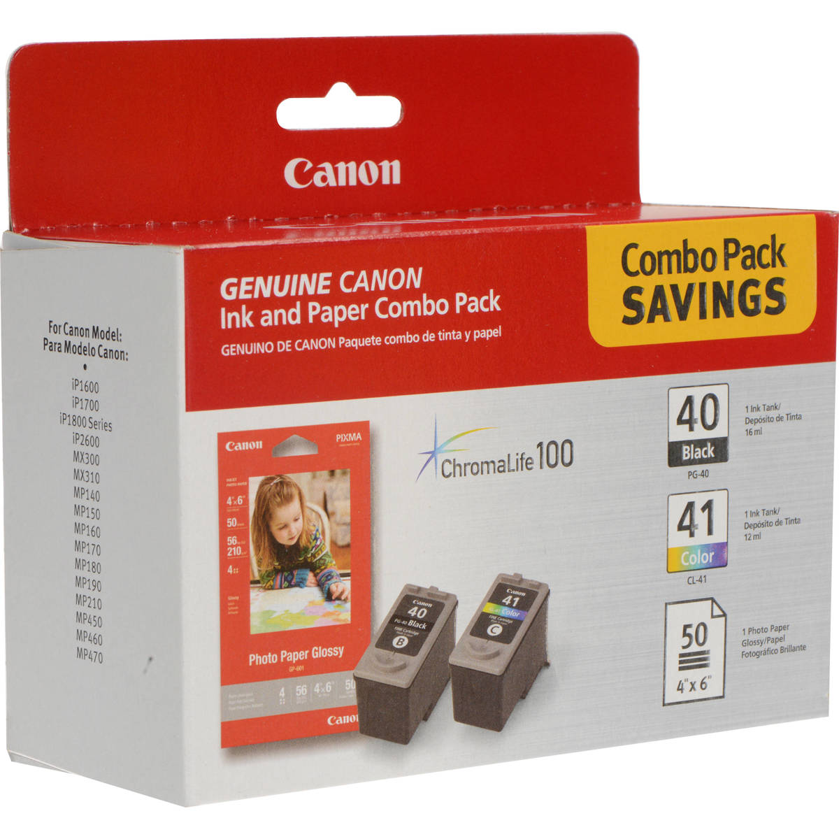 

Canon PG-40 Combo Value Pack Cartridge/Paper for Select Canon Printers, 50 Sheet