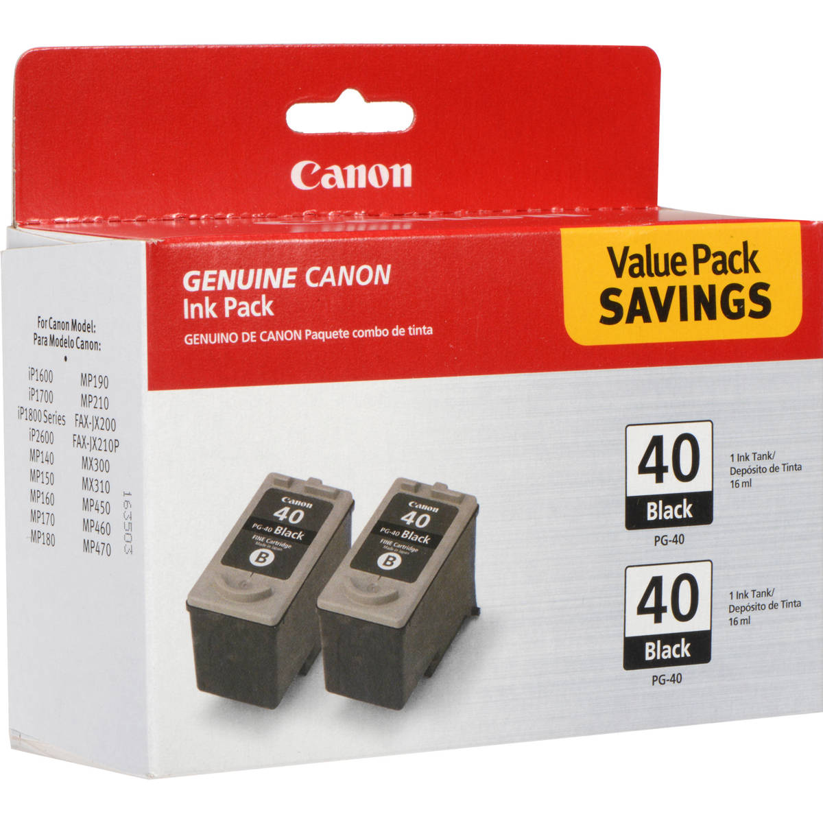 

Canon Twin Pack PG-40 Ink Cartridges for PIXMA Printers and Fax Machines, Black