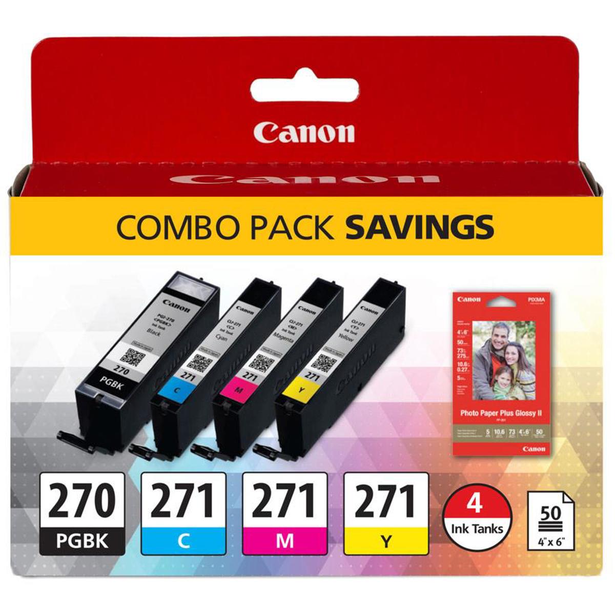 

Canon PGI-270/CLI-271 CMY Combo Pack with PP-201 50 Sheet Glossy Paper