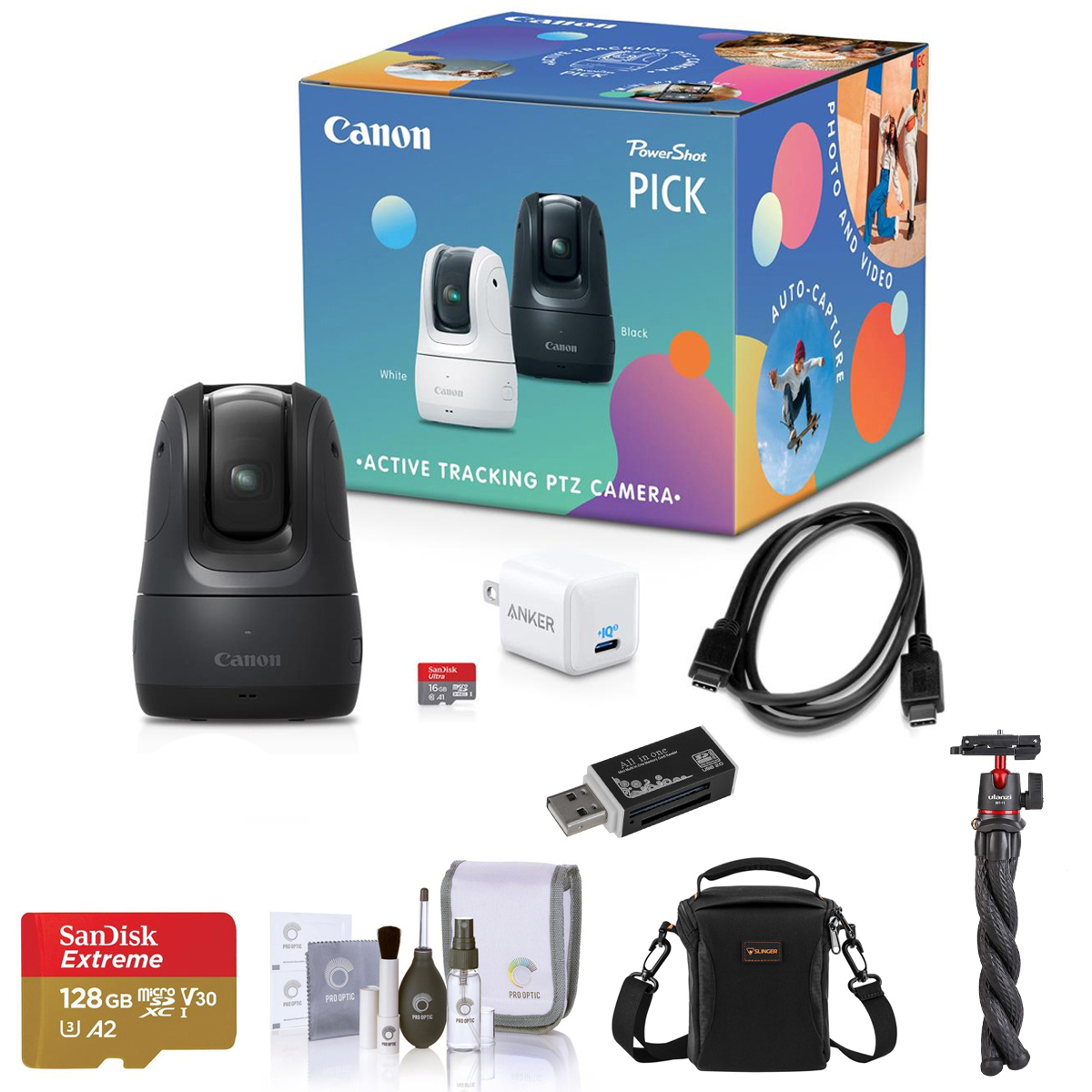 

Canon PowerShot PICK 11.7MP Full HD 3x Zoom PTZ Cam, Black w/ Essential Acc. Kit