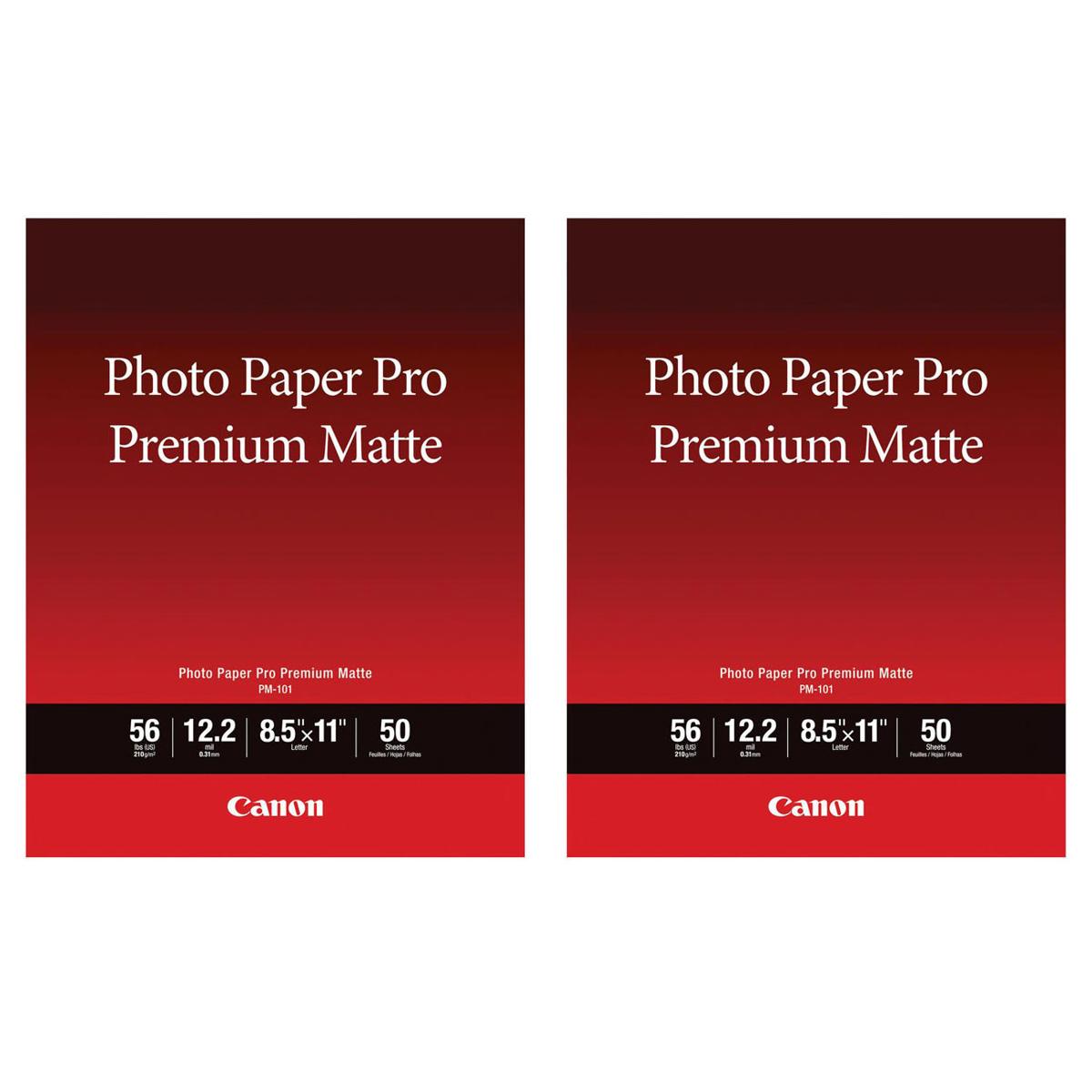 

Canon 2 Pack Pro PM-101 Matte Premium Photo Paper (8.5x11"), 50 Sheets