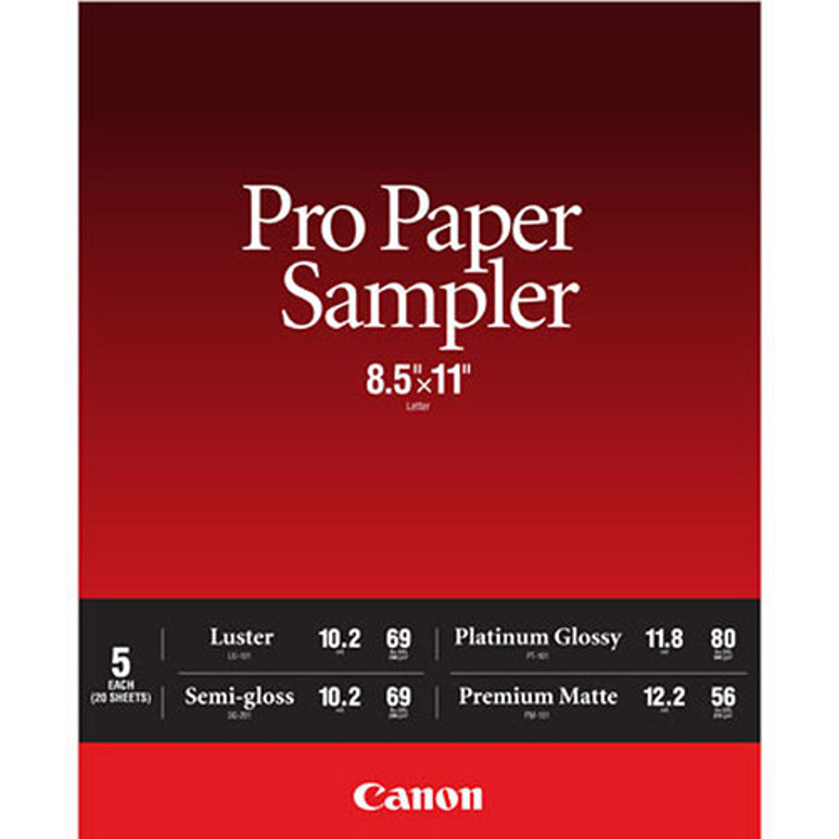 Image of Canon Pro Paper Sampler Pack 8.5 x 11&quot; - Total 20 Sheets