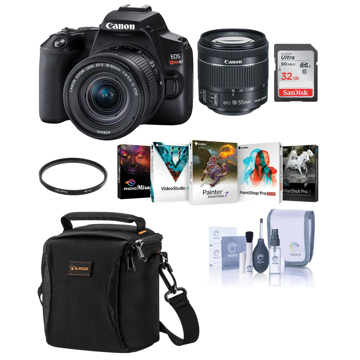 Canon EOS Rebel SL3 DSLR Camera with EF-S 18-55mm f/4-5.6 Lens Black W/Acc Kit