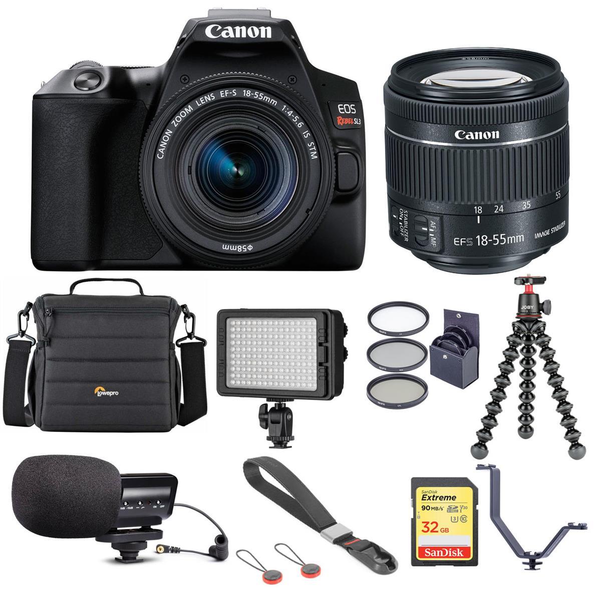 Canon EOS Rebel SL3 DSLR Camera with EF-S 18-55mm f/4-5.6 Lens Black W/ACC KIT