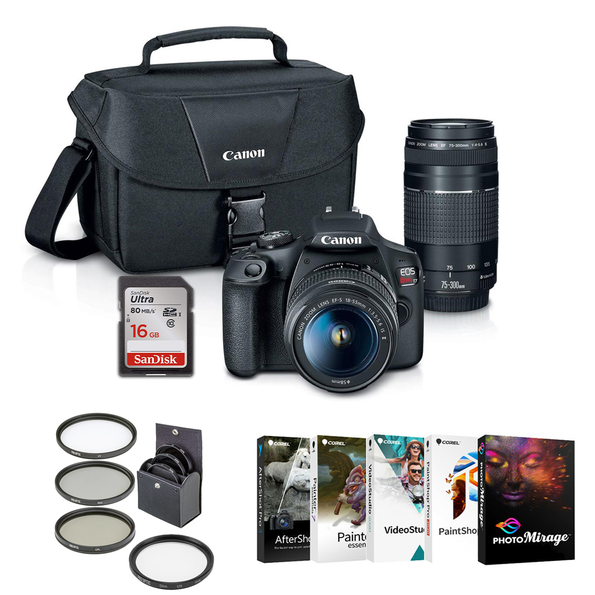

Canon EOS Rebel T7 Camera with EF-S 18-55mm & EF 75-300mm Lens w/PC Software Kit