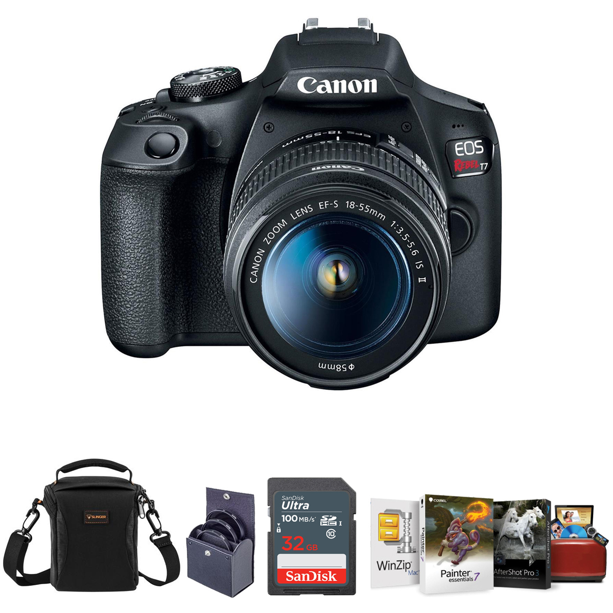 

Canon EOS Rebel T7 DSLR Camera with EF-S 18-55mm f/3.5-5.6 II Lens W/Acc Bundle