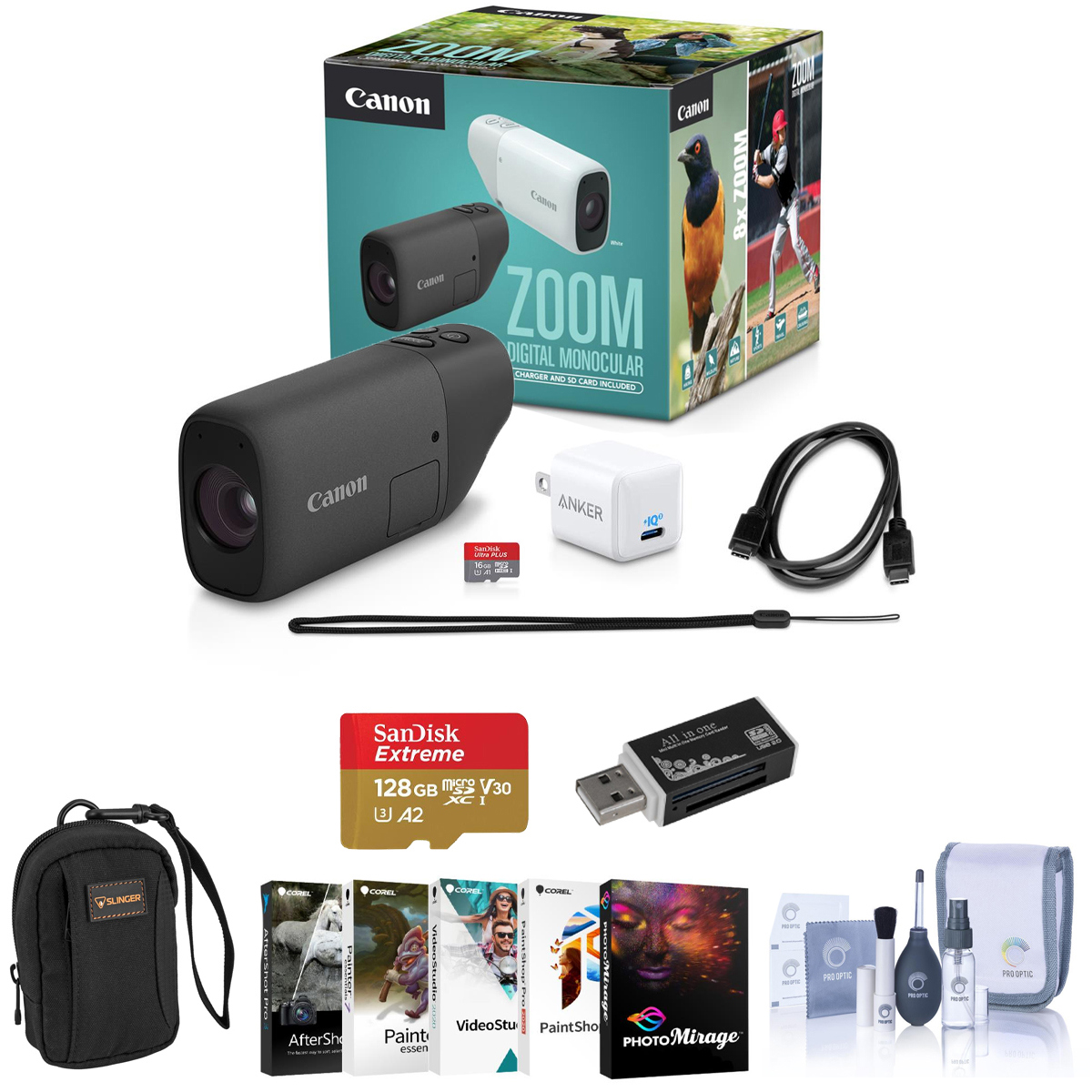 

Canon ZOOM Compact Telephoto Digital Monocular, Black w/PC Software & Accessory