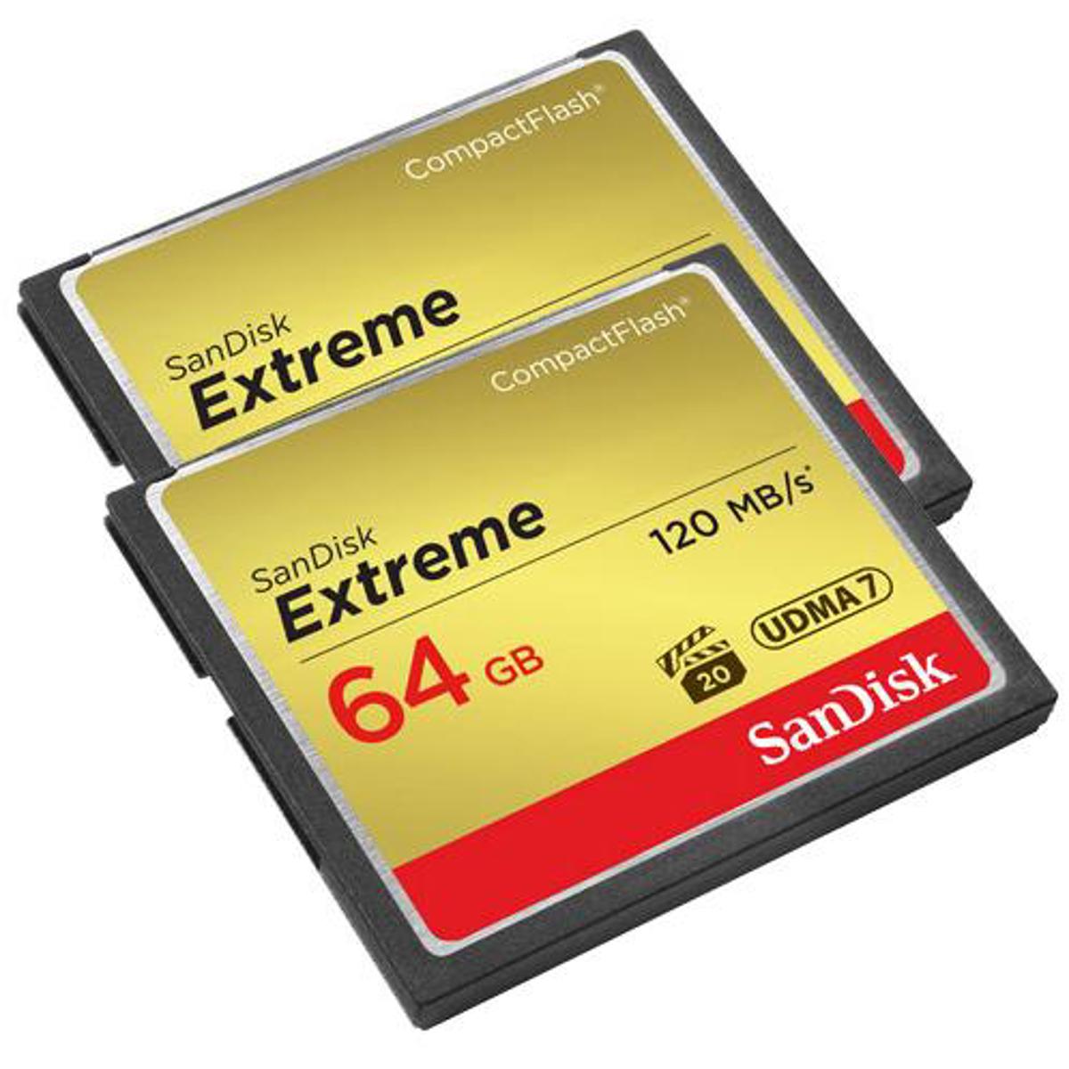 Image of SanDisk 64GB Extreme Compact Flash Memory Card - Pack of 2