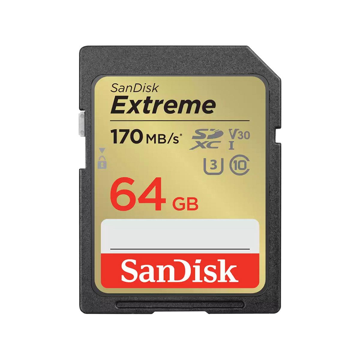 Image of SanDisk Extreme 64GB UHS-I U3 SDXC Memory Card