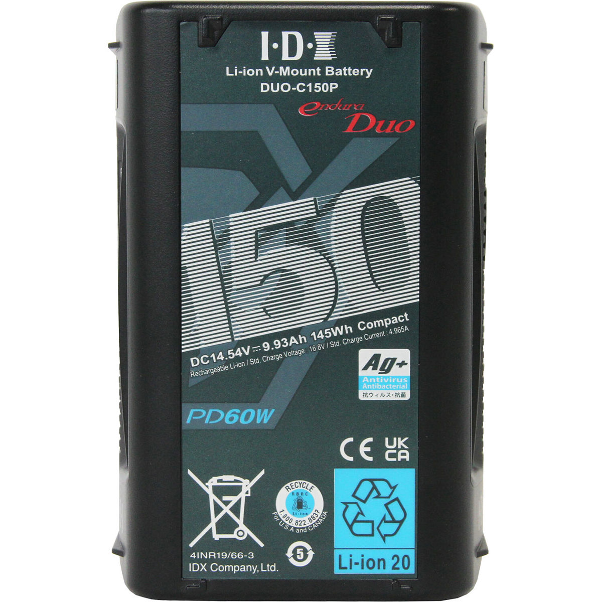 

IDX DUO-C150P 145Wh 14.54V V-Mount High-Load Li-Ion Battery w/2x D-Tap, USB-C PD