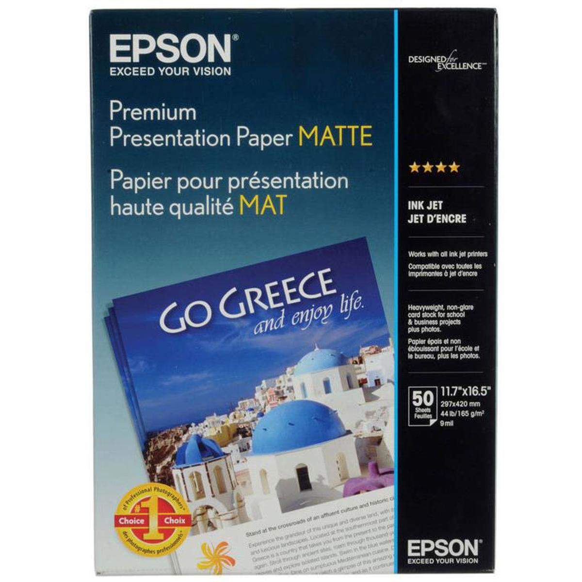 

Epson Heavy Weight Matte Premium Photo Paper (11.7x16.5"), 50 Sheets