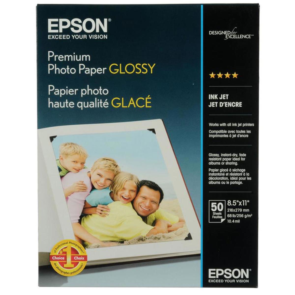 

Epson Premium Glossy Photo Paper (8.5x11"), 50 Sheets