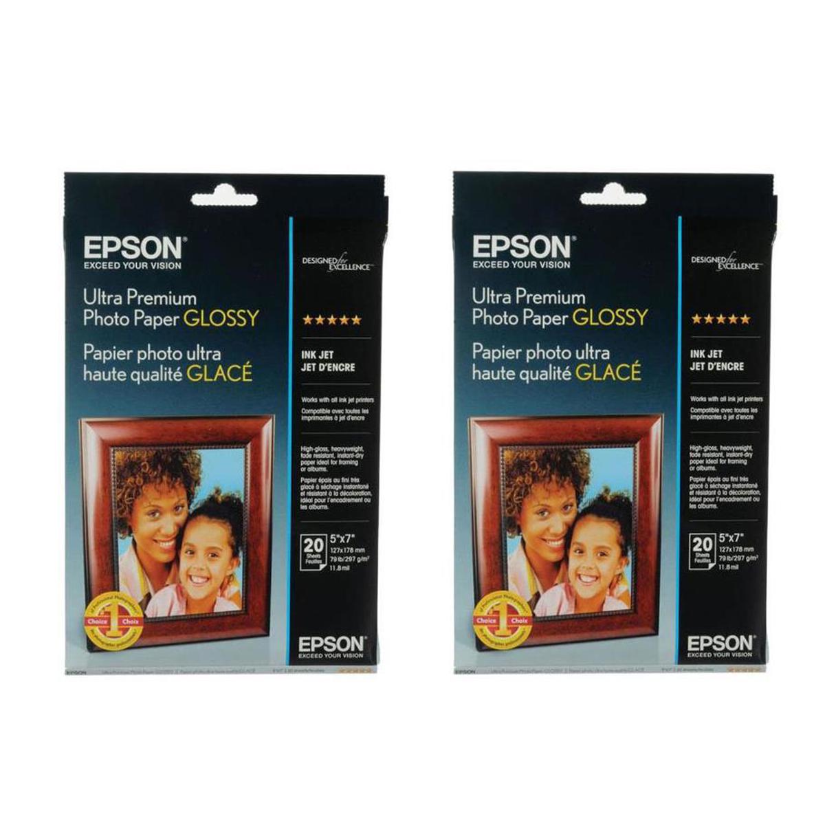 

Epson 2x Ultra Premium Glossy Photo Paper (5x7"), 20 Sheets