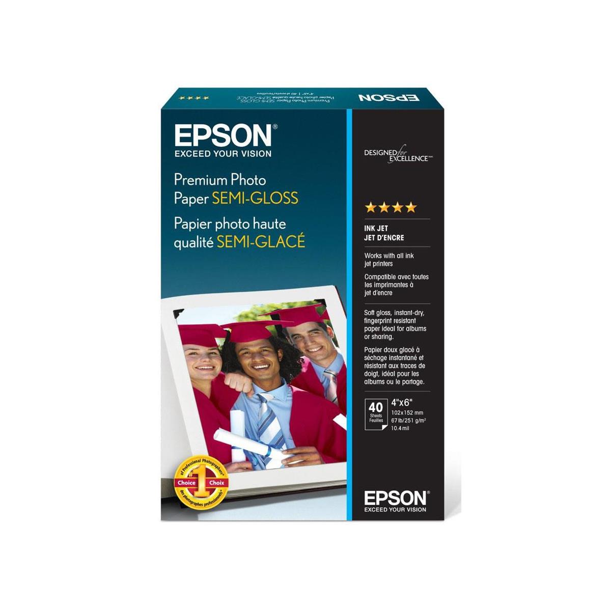 Image of Epson Premium Semi-Gloss Luster Semi-Gloss Photo Paper (4x6&quot;)