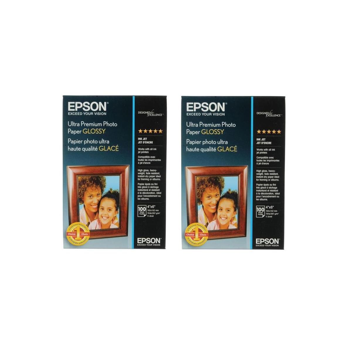 Image of Epson 2 Pack Ultra Premium Glossy Photo Paper (4x6&quot;)