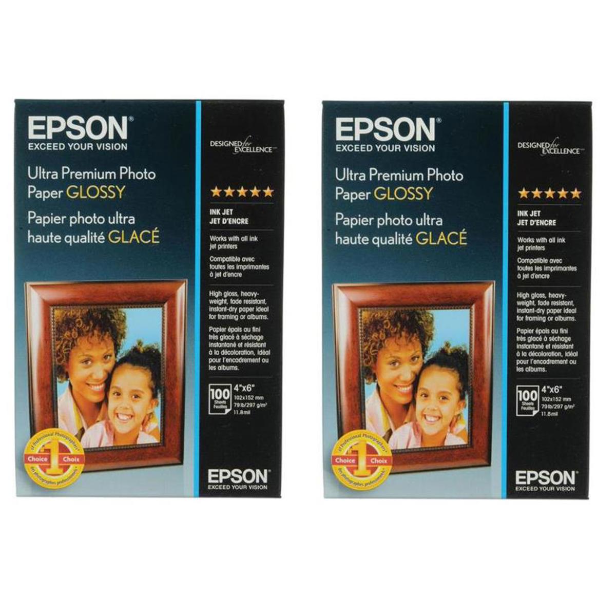 Image of Epson 2 Pack Ultra Premium Glossy Photo Paper (4x6&quot;)