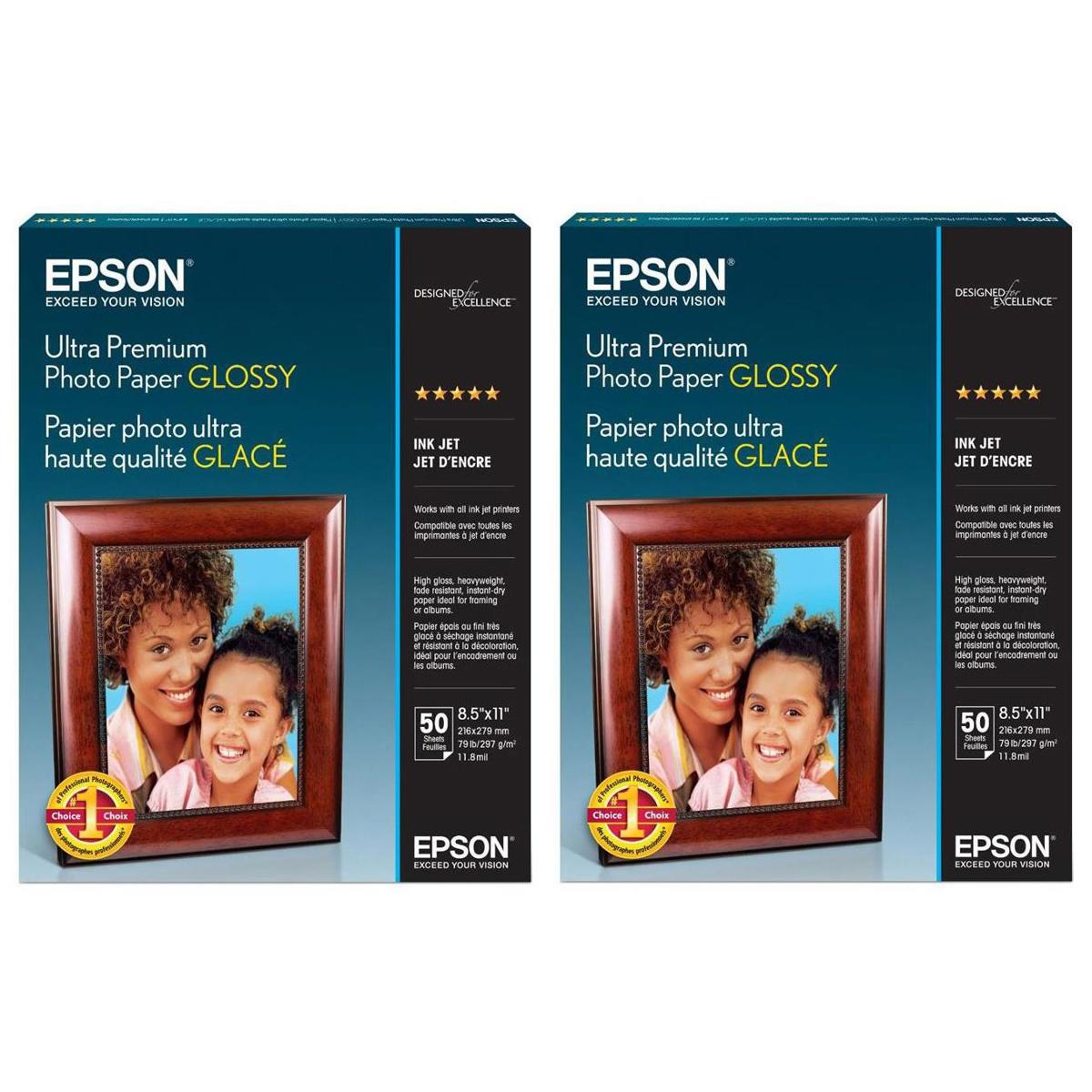 

Epson 2x Ultra Premium Glossy Photo Paper (8.5x11"), 50 Sheets