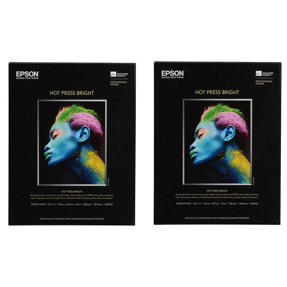 Image of Epson Hot Press Bright Smooth Matte Cotton Fine Art (8.5x11&quot;) - 2PK (50 Sheets)