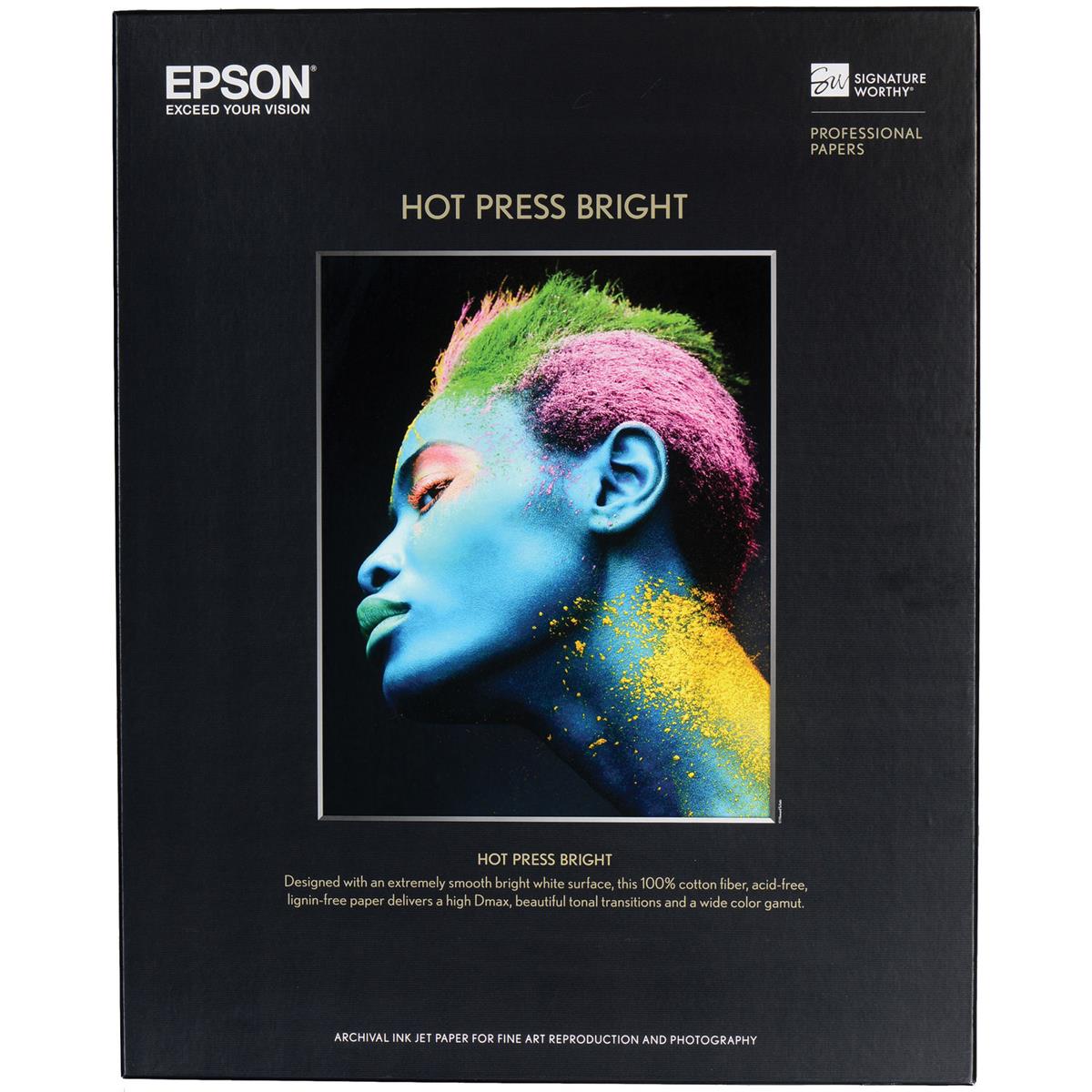 Image of Epson Hot Press Bright Smooth Matte Cotton Fine Art Paper (13x19&quot;)
