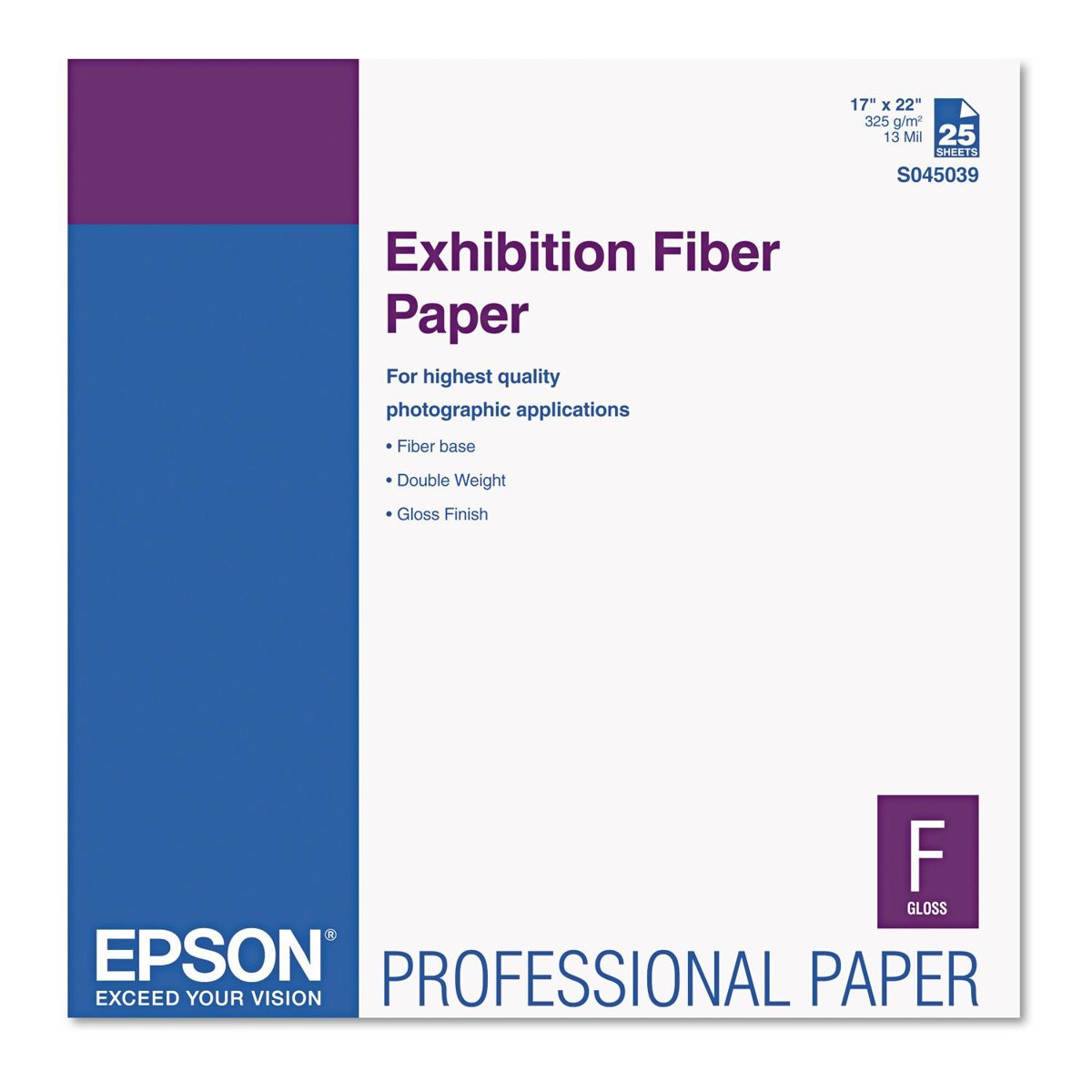 

Epson Exhibition Glossy Fine Art Paper (17x22"), 25 Sheets