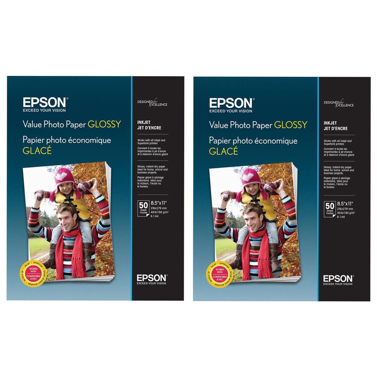 Image of Epson 2x Letter Glossy Photo Paper (8.5x11&quot;)