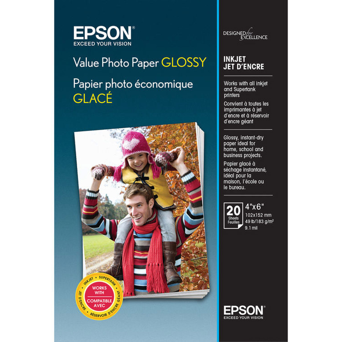 

Epson Glossy Photo Paper (4x6"), 20 Sheets