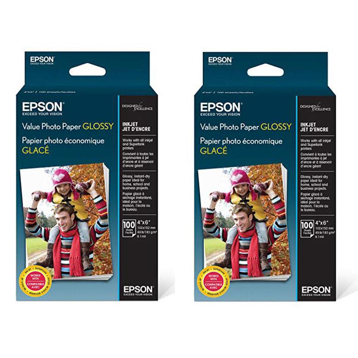 Image of Epson 2 Pack Glossy Photo Paper (4x6&quot;)