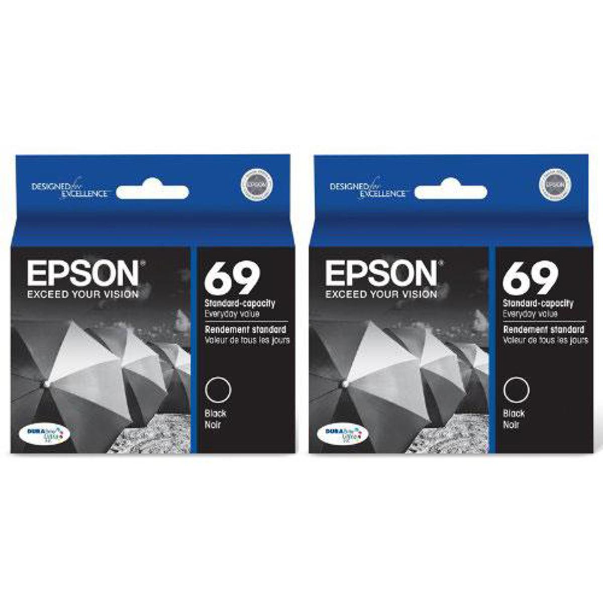 

Epson T069 DURABrite Ultra Black Ink Cartridges, Dual Pack