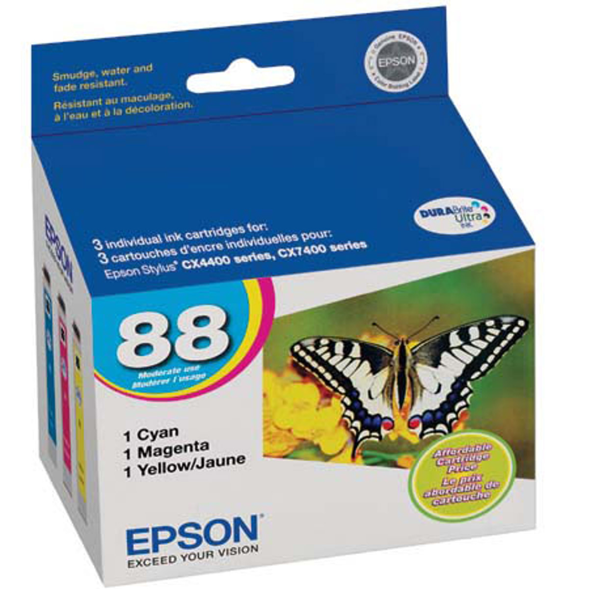

Epson T088520 88 3 Color Pack Durabrite Cartridges, Stylus Printers, CMY