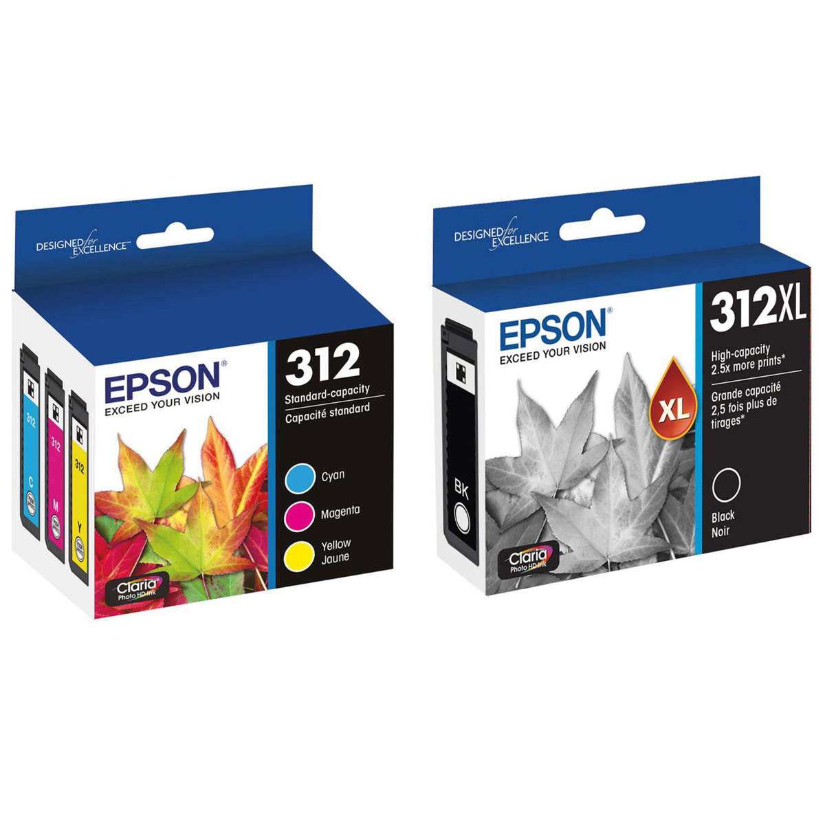 

Epson T312 Claria Standard Capacity Ink Cartridge, 3 Pack w/T312XL Ink Cartridge