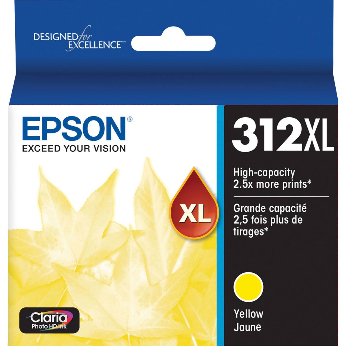 

Epson T312XL Claria High Capacity Ink Cartridge for Inkjet Printer, Yellow