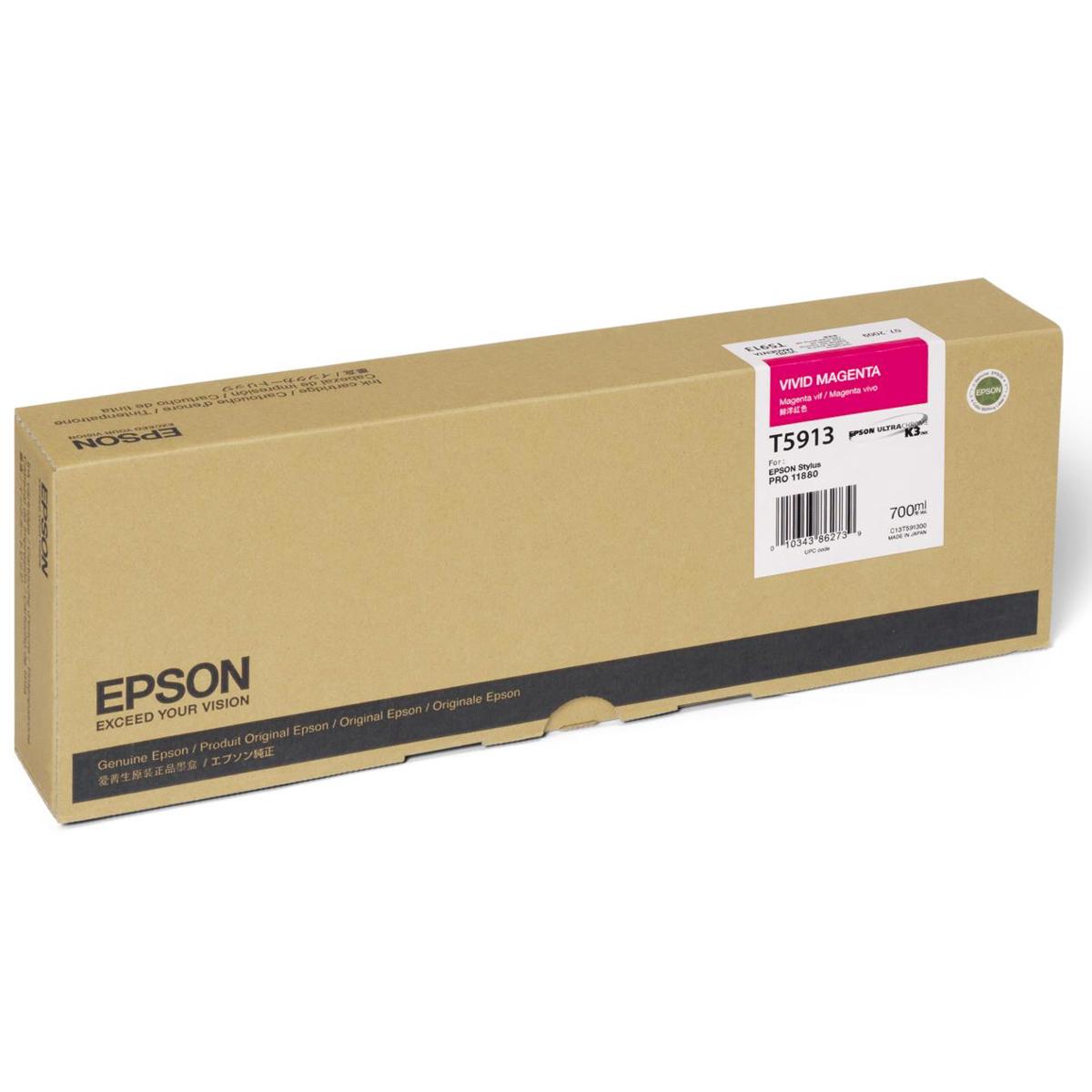 

Epson T591300 700ml K3 Pigment Based Ink for Stylus Pro 11880, Vivid Magenta