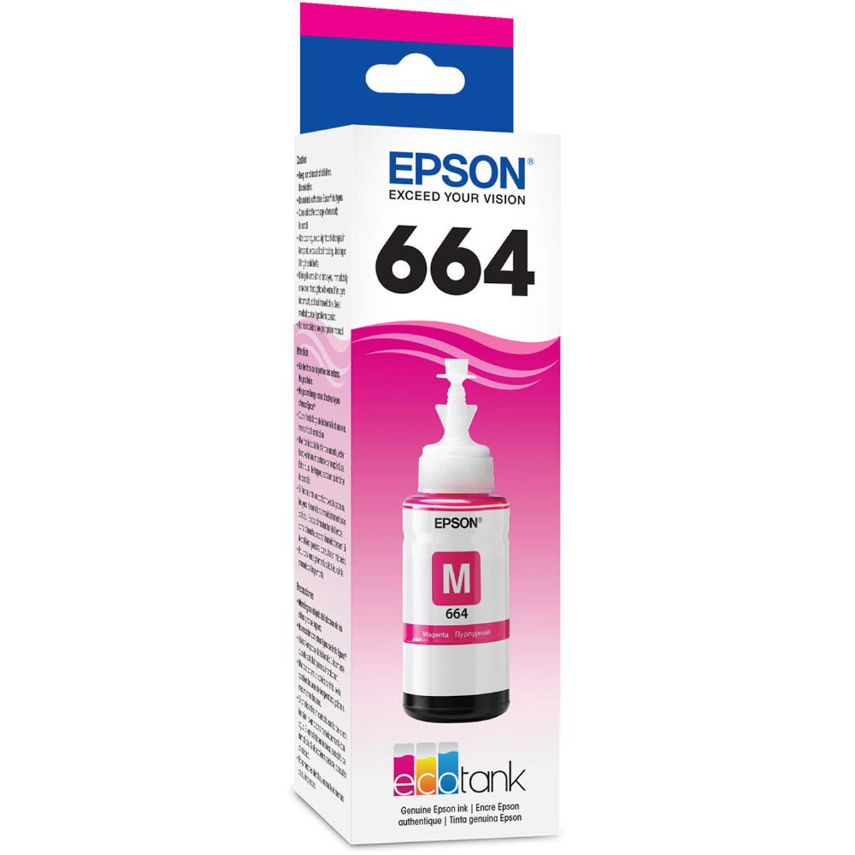 

Epson T664 70ml Magenta Ink Bottle for EcoTank All-in-One Printer