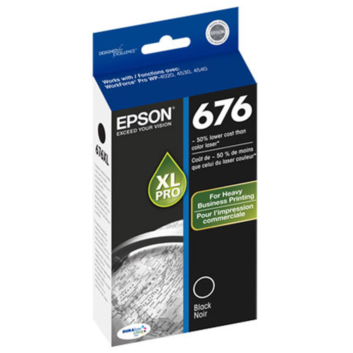 

Epson 676XL Durabrite Ultra XL Ink Cartridge, for WorkForce Pro, Black
