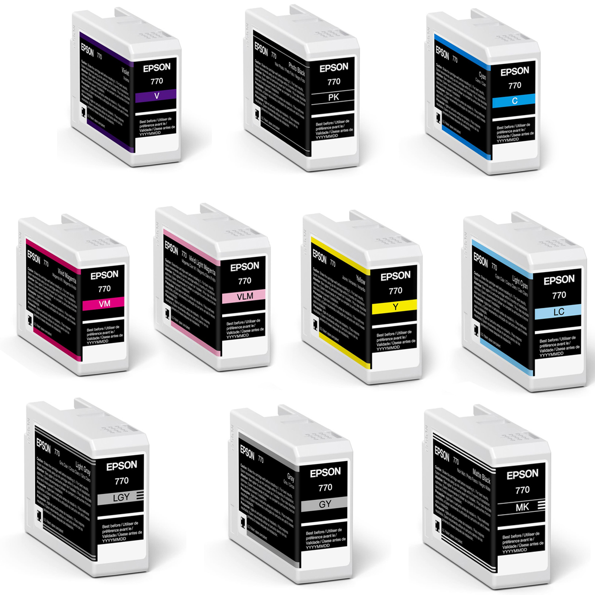 

Epson T770 UltraChrome PRO10 Cartridge for SureColor P700, 25ml 10 PK
