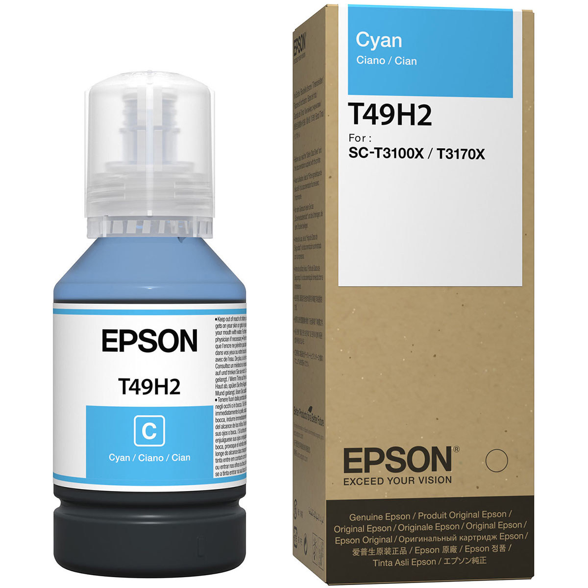

Epson T49H Ink Bottle for SureColor T3170x Printer, Cyan, 140ml