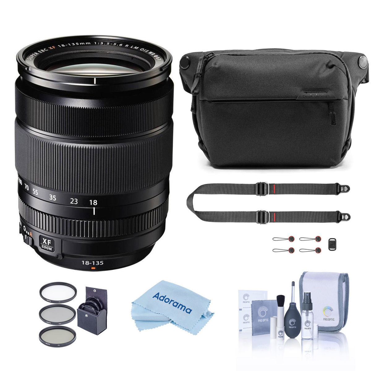 

Fujifilm XF 18-135mm f/3.5-5.6 R LM OIS WR Lens w/Sling V2, SlideLITE Strap Kit