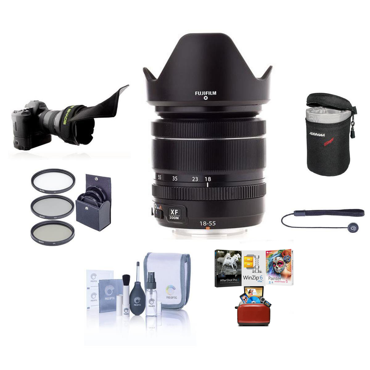 

Fujifilm XF 18-55mm f/2.8-4 R LM OIS Lens with Mac Software & Accessories Kit