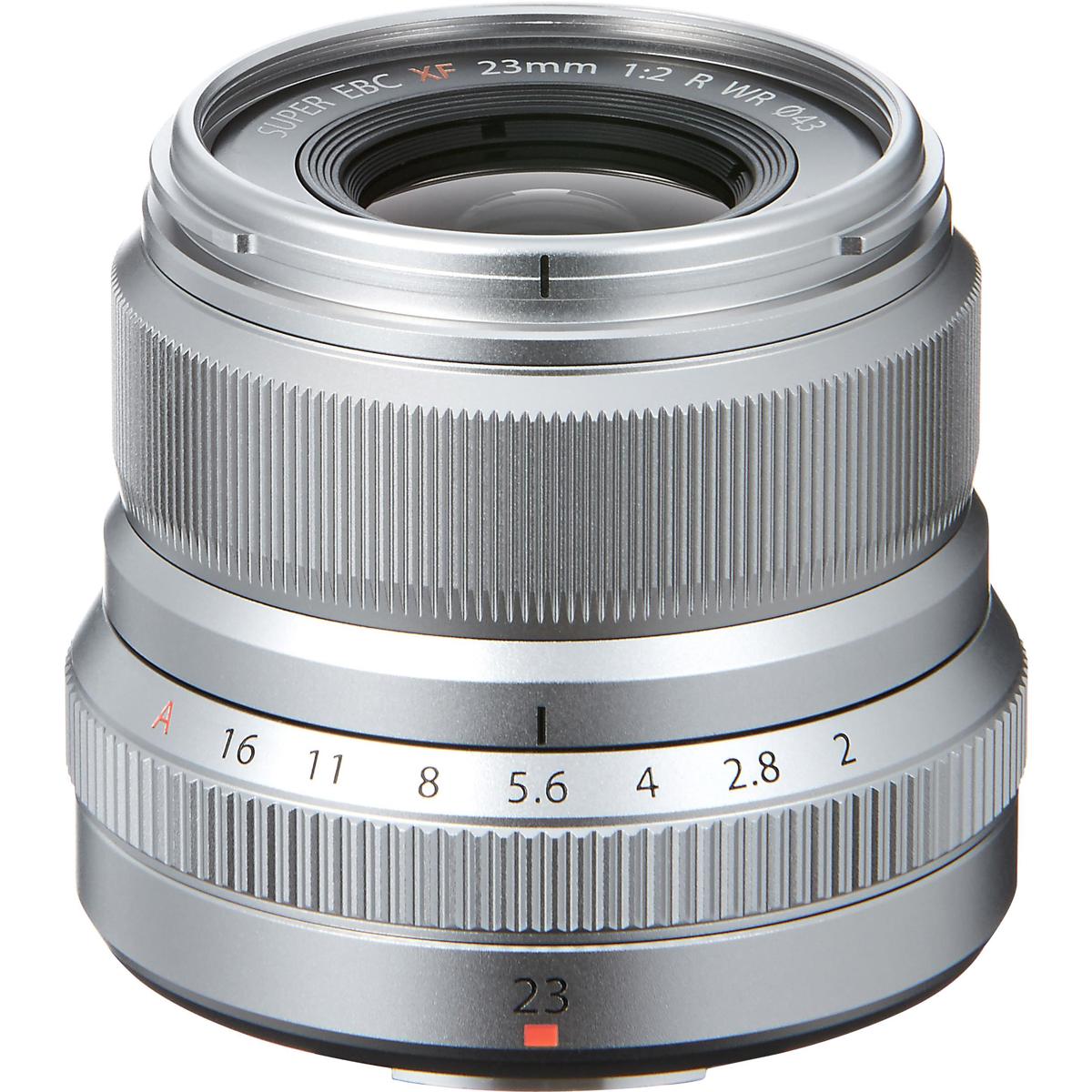 

Fujifilm XF 23mm f/2 R WR Lens, Silver with 43mm Filter Kit and 15x15" Lens Wrap