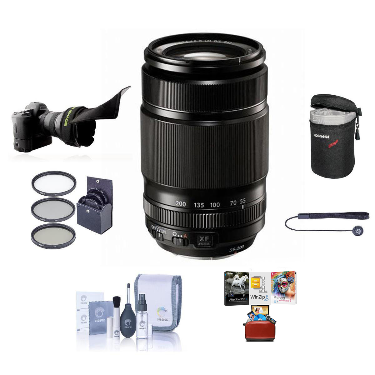 

Fujifilm XF 55-200mm f/3.5-4.8 R LM OIS Lens with Mac Software & Accessories Kit