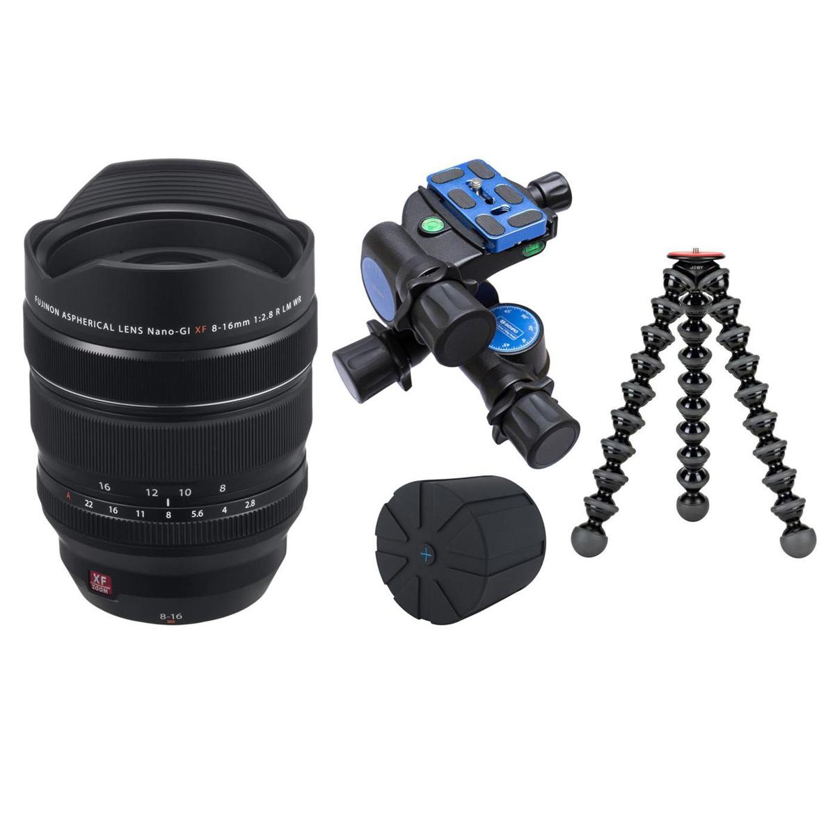 

Fujifilm XF 8-16mm f/2.8 R LM WR Lens w/GD3WH Tripod Head & GorillaPod 5K Stand