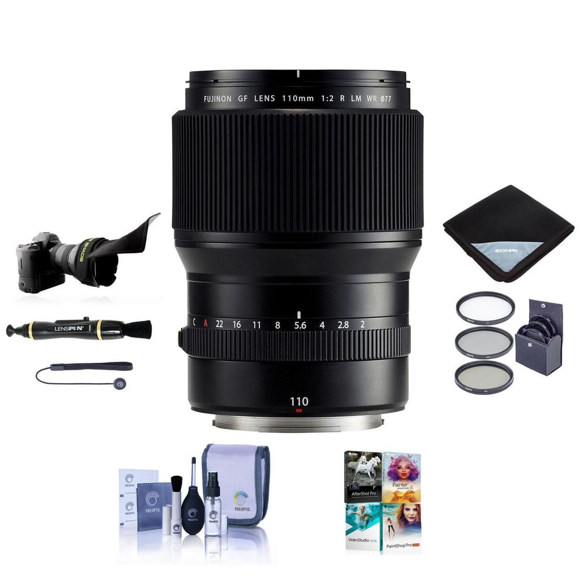 

Fujifilm GF 110mm f/2 R LM WR Lens with Free PC Software & Accessories Kit