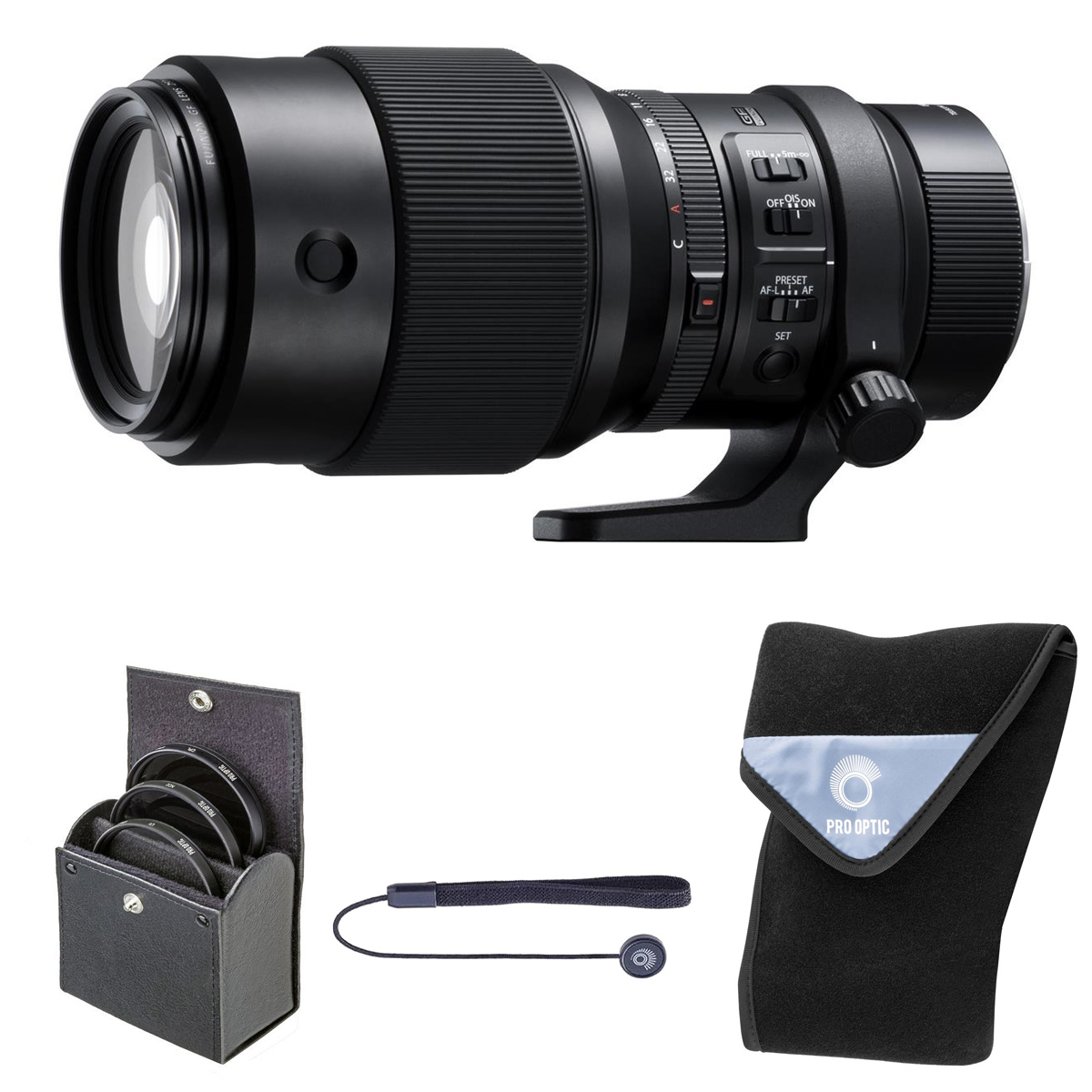 

Fujifilm GF 250mm f/4 R LM OIS WR Lens, with 82mm Filter Kit & 19x19" Lens Wrap