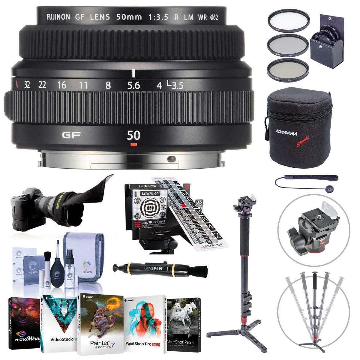 

Fujifilm GF 50mm f/3.5 R LM WR Lens with Pro Accessories Kit