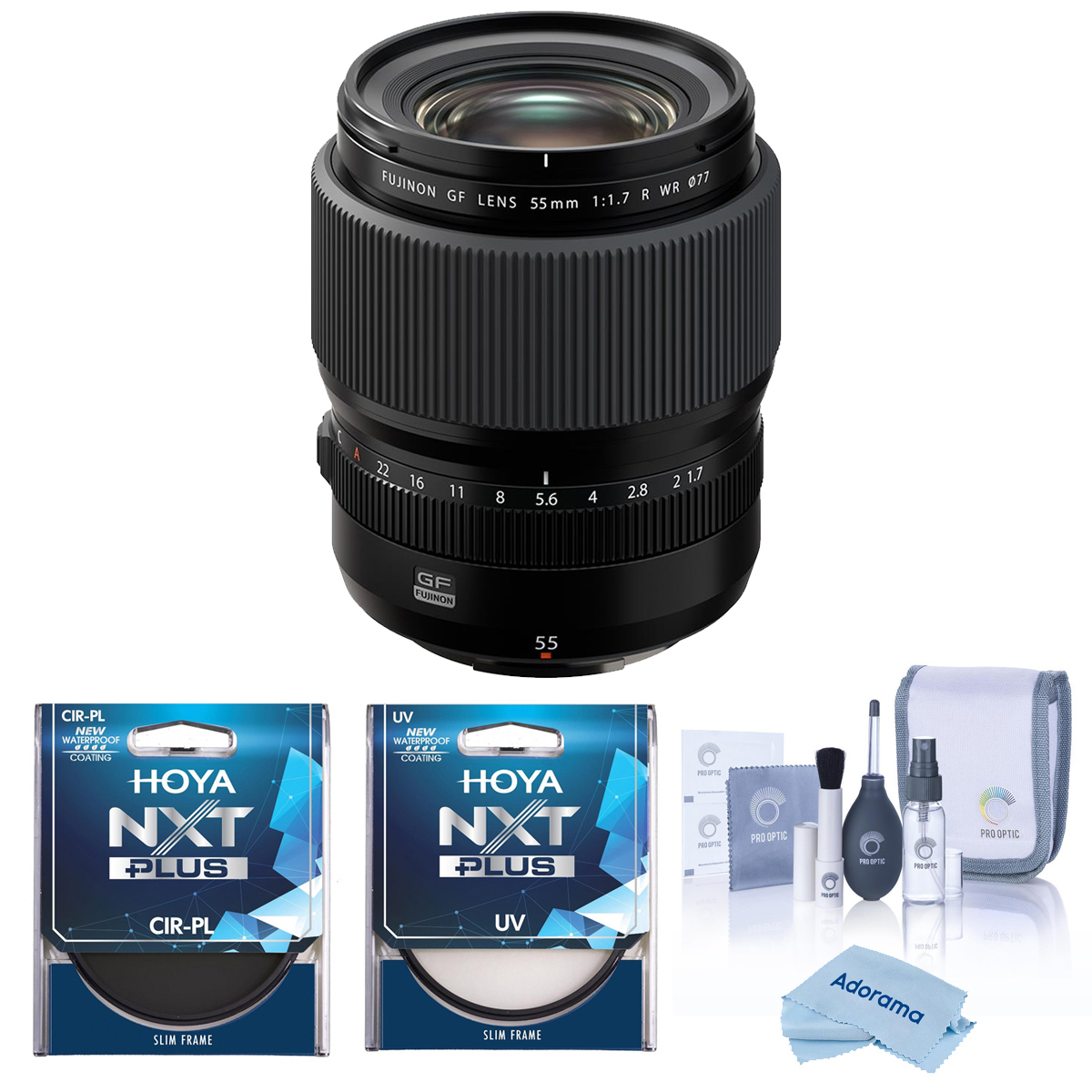 

Fujifilm Fujinon GF 55mm f/1.7 R WR Lens, Bundle with Hoya 77mm UV & CPL Filters